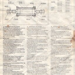 199x Mavic 610 URD 616 RD VTT Bottom Bracket Manual