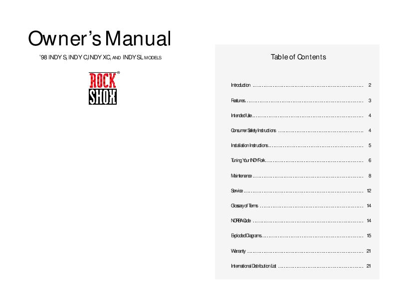 Rock shox indy service manual