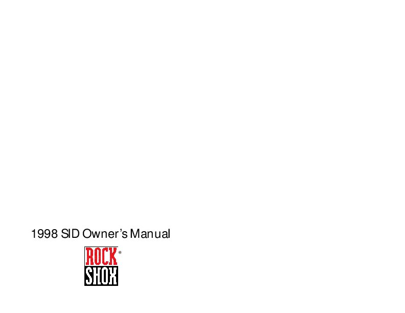 Rock Shox SID Service Manual 1998