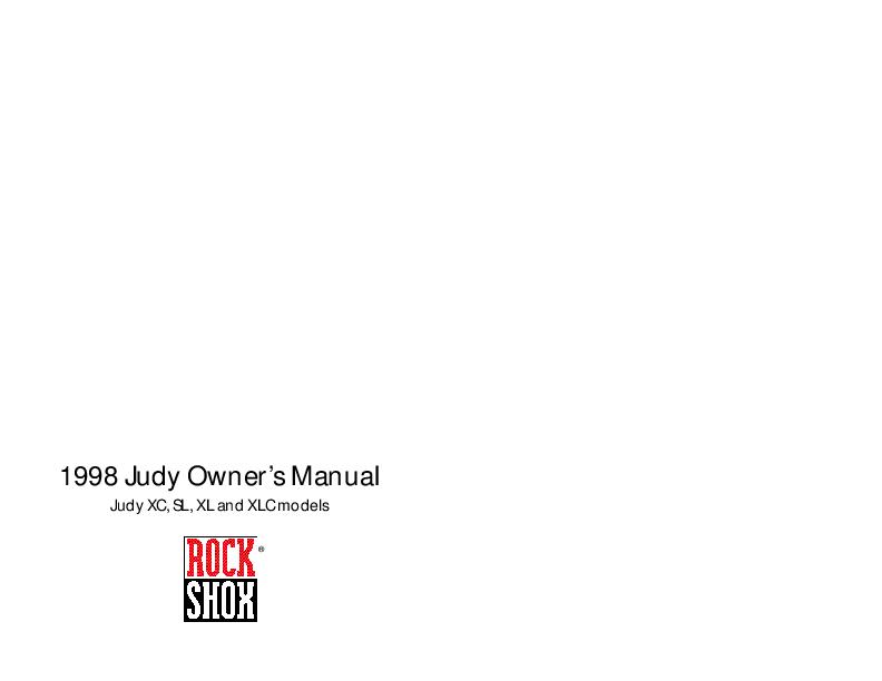 Rock Shox JUDY Service Manual 1998