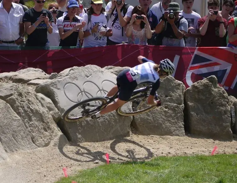 2012 Olympics Annie Last taking the berm corner.webp