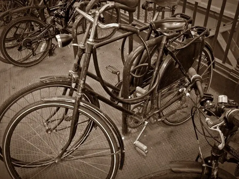 Bikes in Manchester 2 Sepia.webp