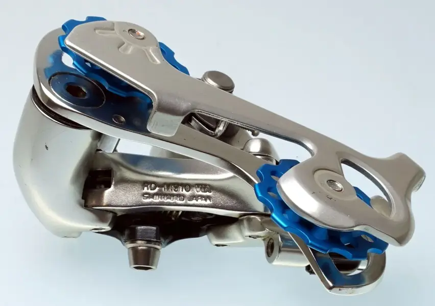 Shimano RD-M910 NOS turquoise Carmichael pulleys 04.webp