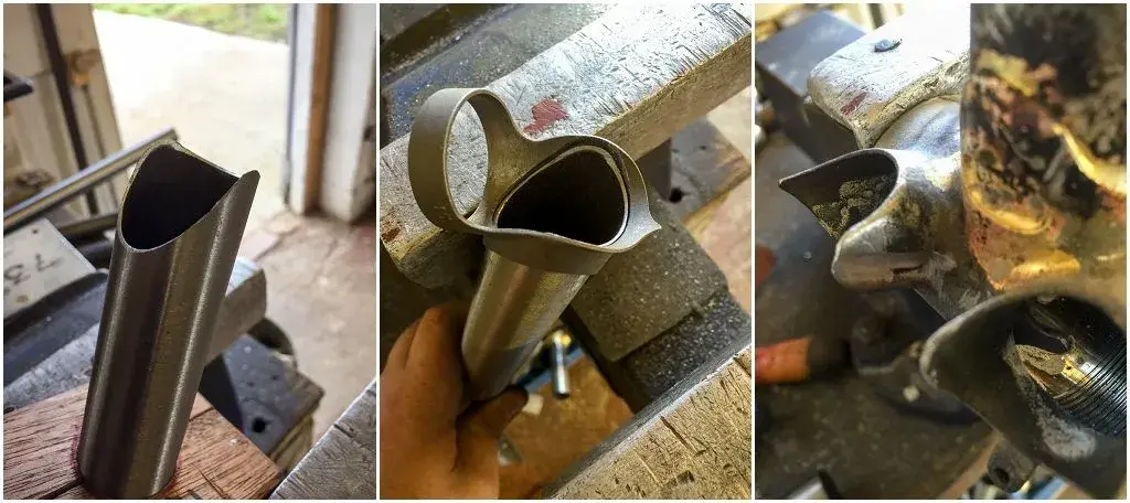 Dave Yates Frame Building Course Day 2 Cutting Downtube Head tube mitre.webp