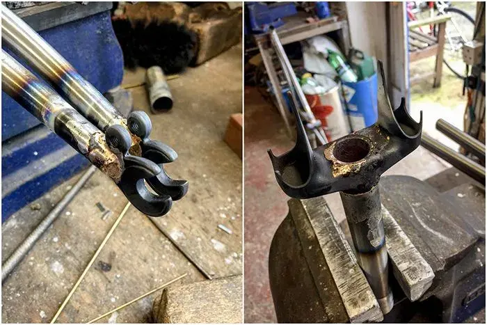 Dave Yates Frame Building Course Day 3 Brazing Dropouts and Crown 3.webp