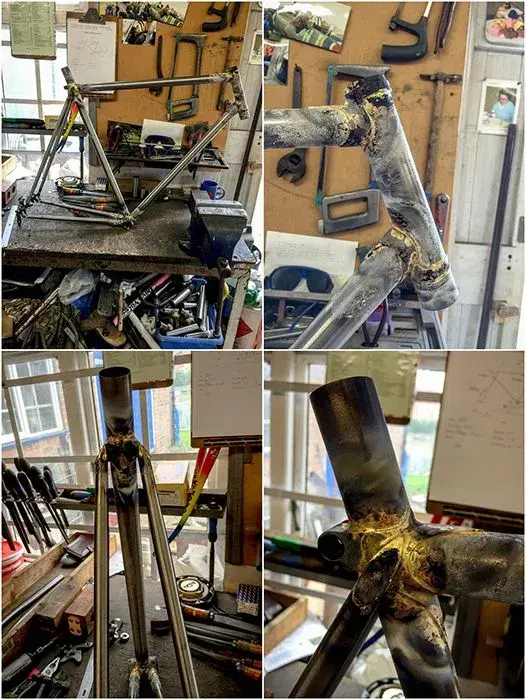 Dave Yates Frame Building Course Day 3 Frame out of the Jig 4.webp