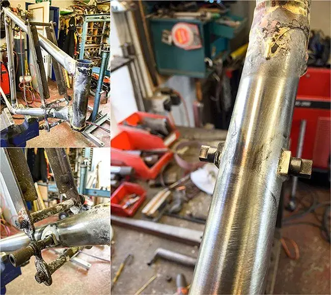 Dave Yates Frame Building Course Day 4 Silver Solder Gear Lever Bosses.webp