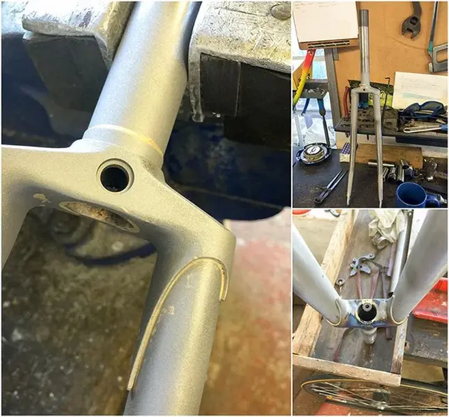 Dave Yates Frame Building Course Day 5 Forks Shotblasted.webp