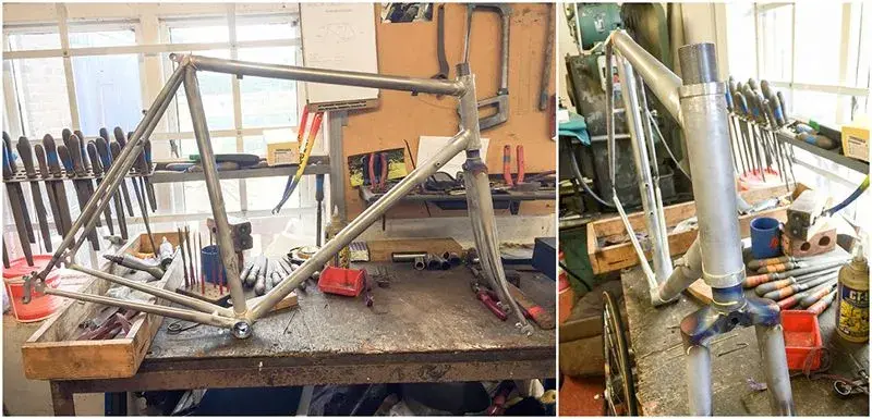 Dave Yates Frame Building Course Day 5 My Frame and Forks.webp