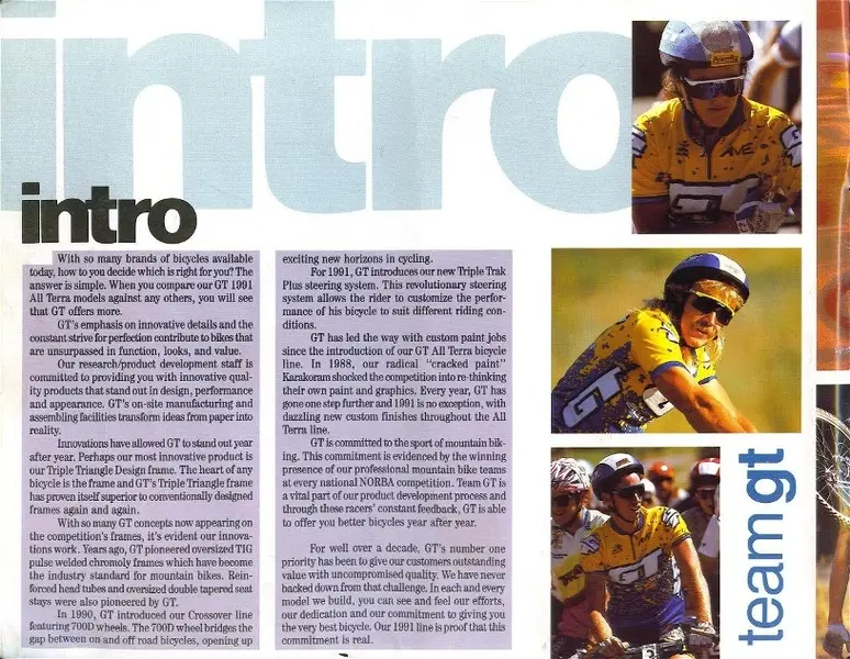 Catalogue 1991 GT Bicycles USA Catalog Retrobike