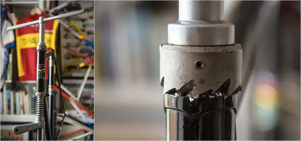 7 SB6398 SBDU Ilkeston Reynolds 753R Campagnolo Super Record 50th Anniversary Head Tube Cutting.webp