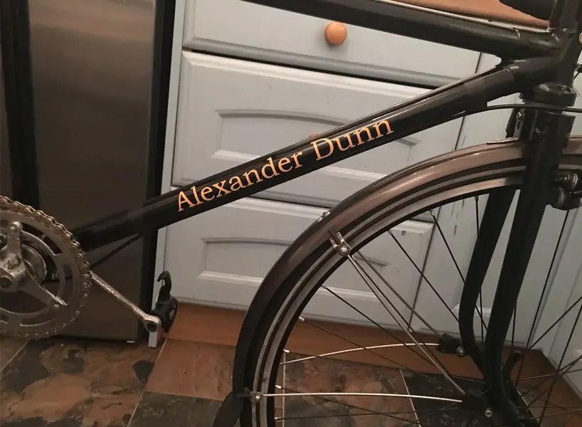 Finished Tandem down tube decals.webp