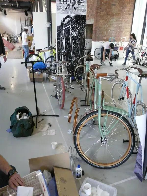 Setting up for the Bespoke Handbuilt bicycle show-Bristol-Lee Cooper..webp