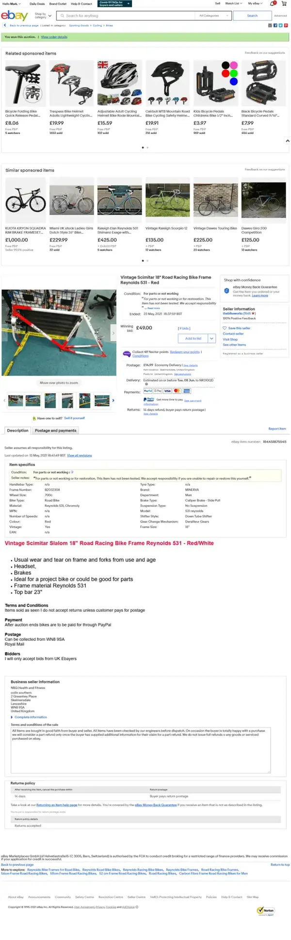 Screenshot_2021-05-29 Vintage Scimitar 18 Road Racing Bike Frame Reynolds 531 - Red eBay.webp