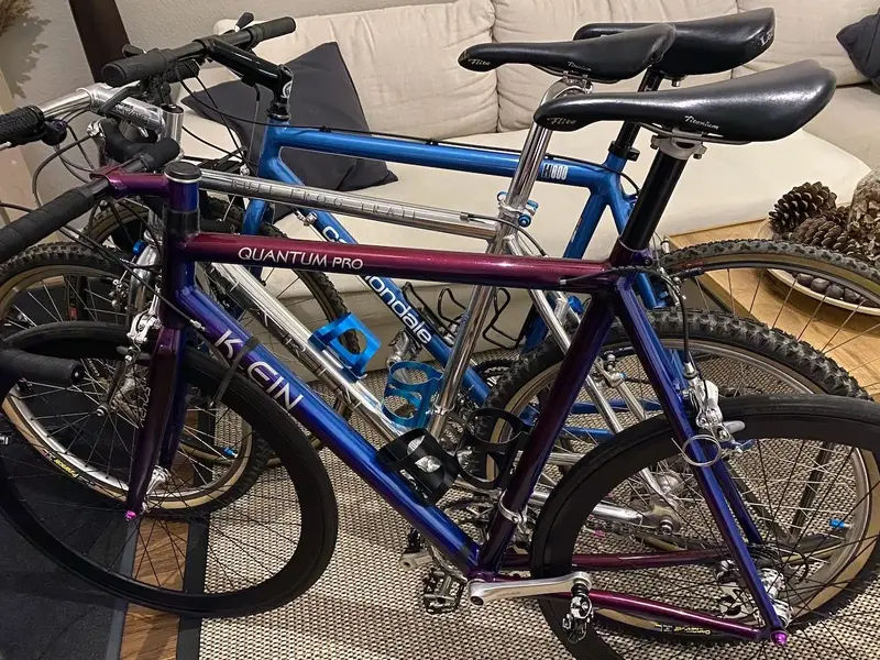 1993 Cannondale H800 1994 Marin Bull Frog Trail 1996 KLEIN Quantum Pro Burgundy Blue.webp