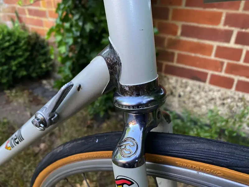 1984 Cinelli Supercorsa build pearl white laser blue restoration project Falko Schloetel Germ...webp