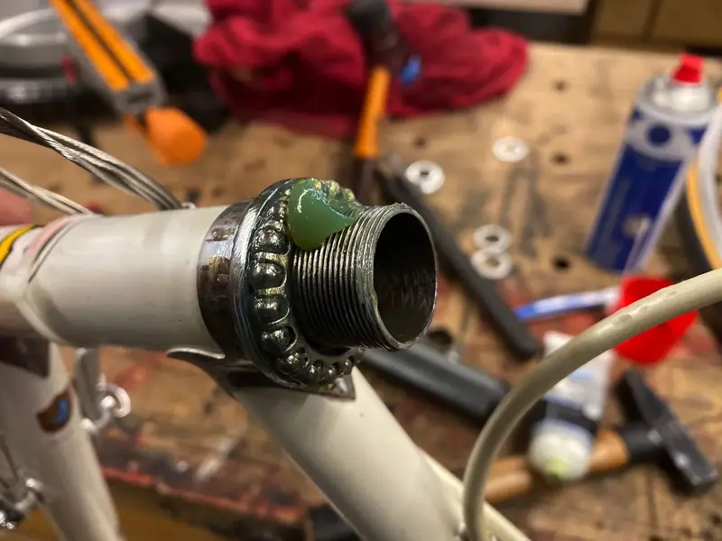 1984 Cinelli Supercorsa build pearl white laser blue restoration project Falko Schloetel Germ...webp