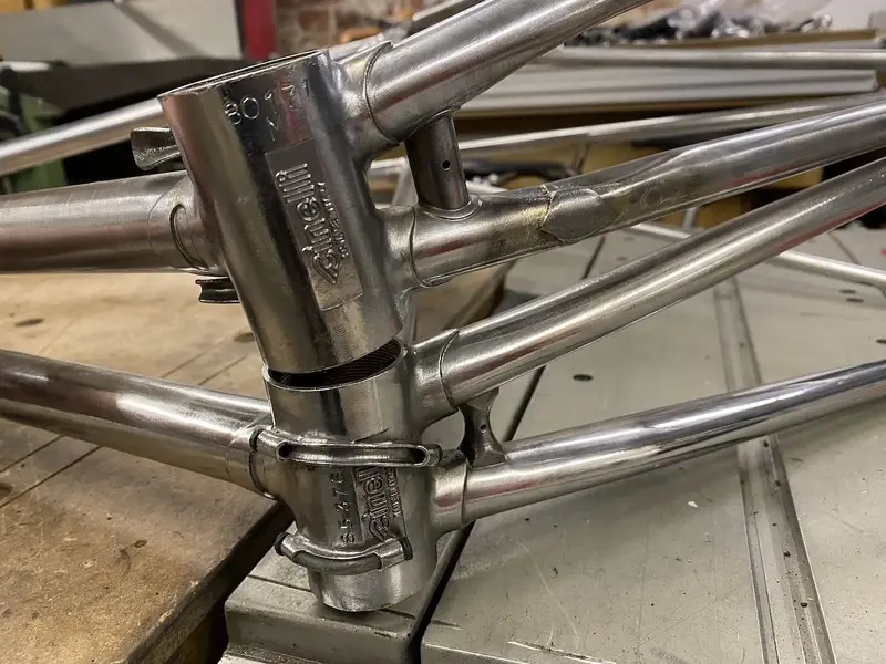 1980 Cinelli Supercorsa build pearl white laser blue restoration project Falko Schloetel Germ...webp