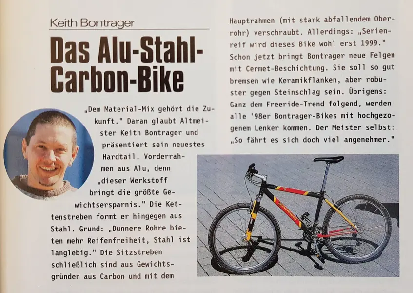 Bontrager Alu Stahl Carbon Vorstellung aus MountainBIKE 1997.webp