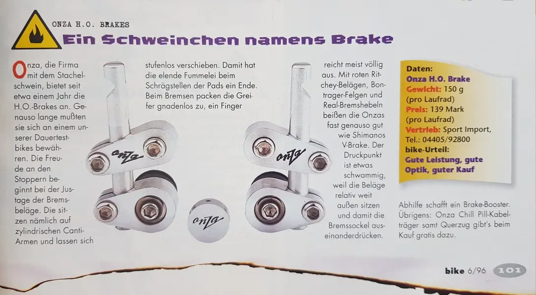 Onza HO Brakes aus Bike 1996.jpg