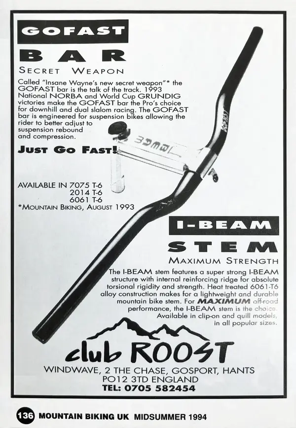 Club Roost GoFast Riser und I-BEAM stem aus MBUK 1994.webp