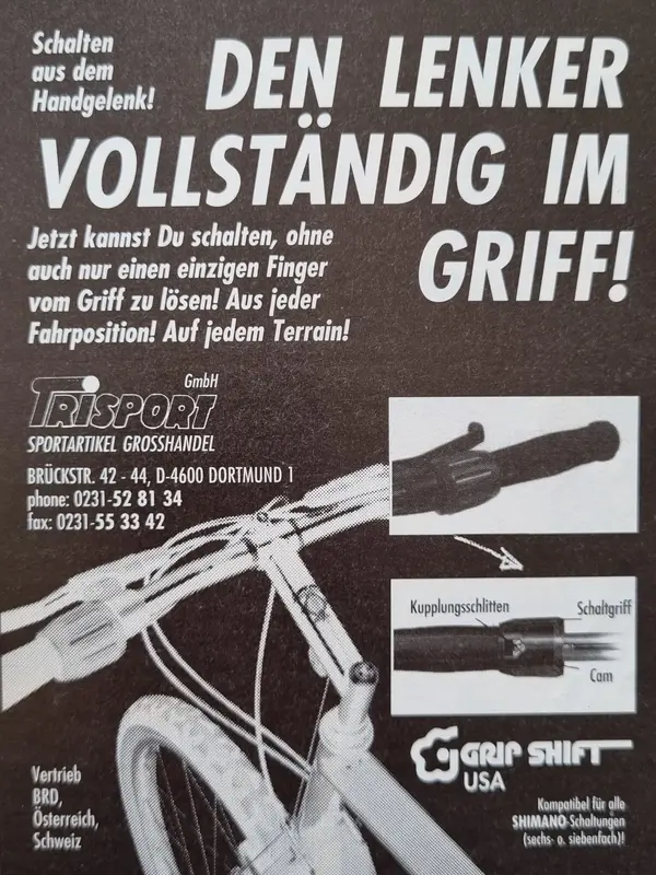 Gripshift Ad aus Bike 2 1989.webp