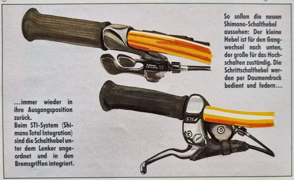 Shimano STI Einführung Info aus Bike 3 1989.webp