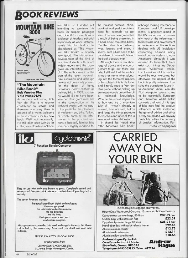 Bicycle July 1984 pg 64 Rob Van der Plas Book review.webp