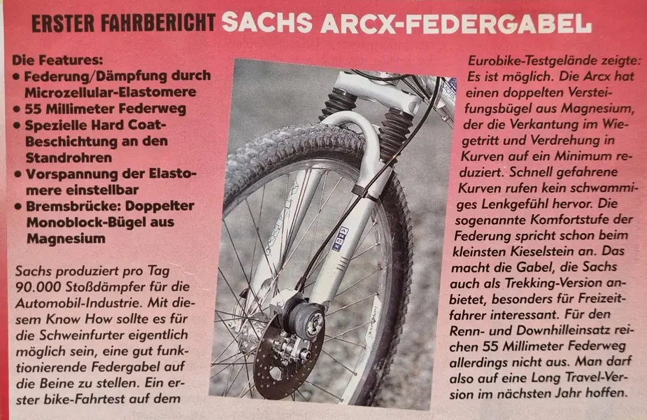Sachs Arcx Federgabel Vorstellung Eurobike aus Bike 1995 10.webp