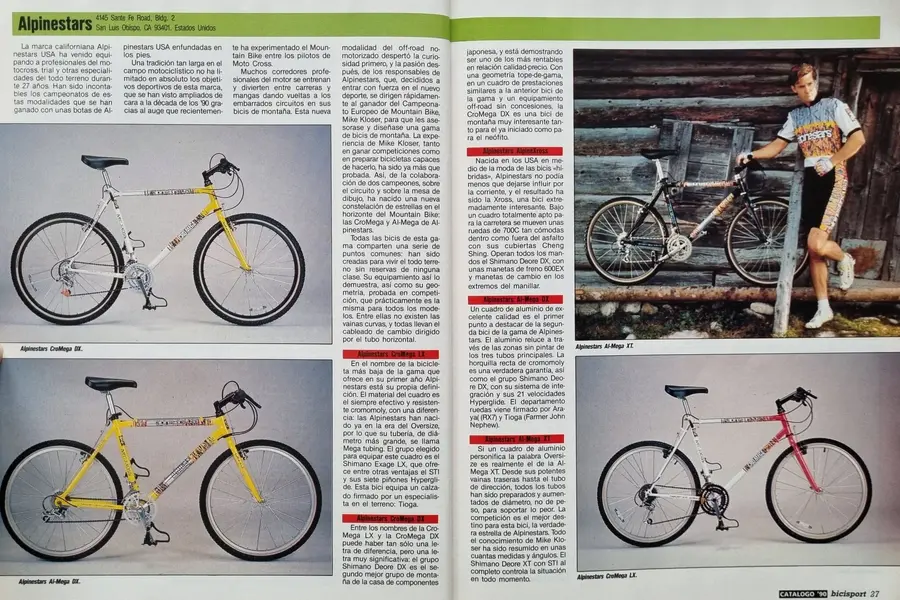 Alpinestars 1990 Portfolio aus Bicisport Guia 1990.webp