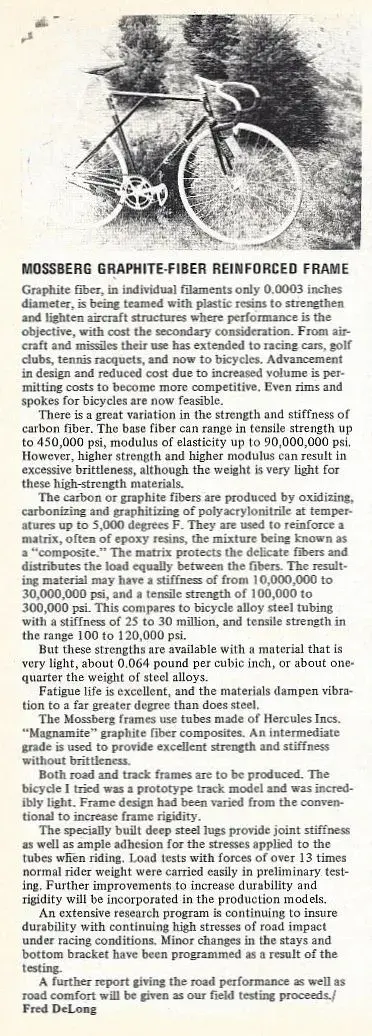 Mossberg CF frame announced June '74 (Fred Delong, Bicycling).webp
