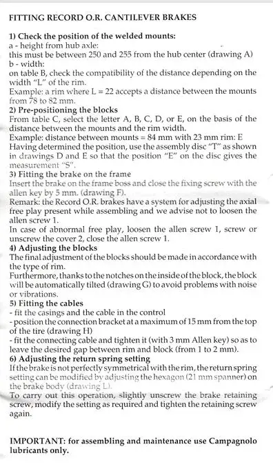 Campagnolo Record O.R Cantilever Manual - Instructions English.webp