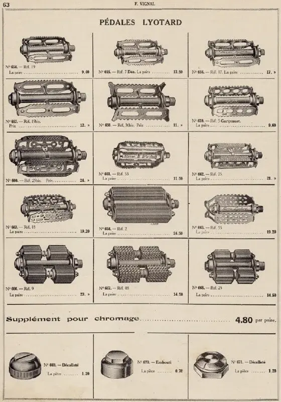 LYOTARD pedal catalogue page 1936-37  .webp