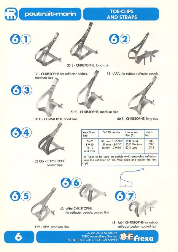Poutrait-Morin catalogue page, toe clips 1974 .webp
