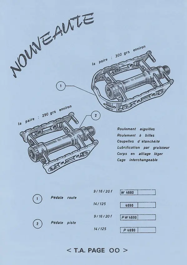 T.A. pedals, catalogue page of 1973 .webp
