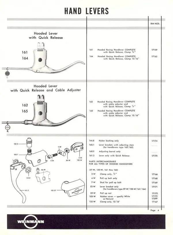 Weinmann brake lever catalogue page .webp