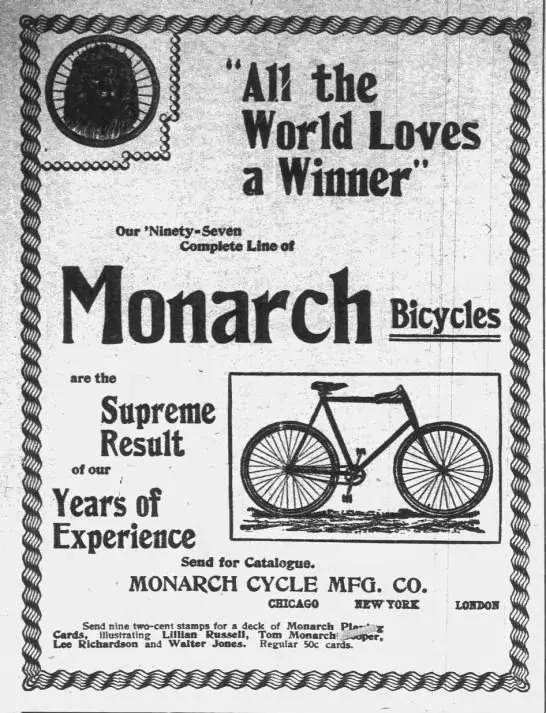 Monarch_Cycle_Manufacturing_Company_ad_in_The_Pioneer_Grip_Alliance,_Nebraska_03_Sep_1897.webp