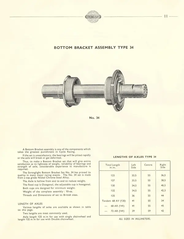 Stronglight Competition bottom brackert Nr. 34, 1958 catalogue page .webp