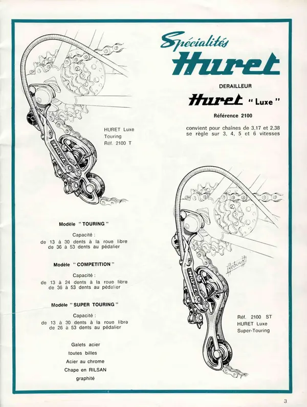 Huret Luxe rear mechs, 1970 catalogue page .webp