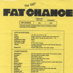 1987 Fat Chance Catalogue
