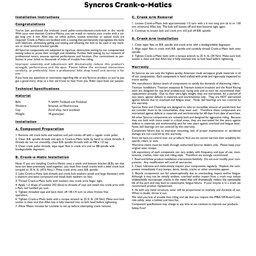 Syncros Crankomatics Manuals