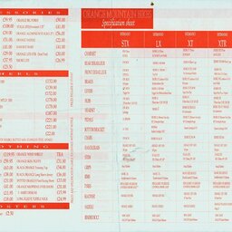 1993/1994 Orange Pricelist