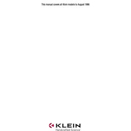 1996 Klein Technical Manual