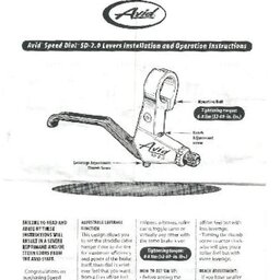 199x Avid SD2.0 Speed Dial Brake Lever Manual