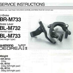 1989 - Shimano Deore XT-II - BR-M733 U-brake, BL-M732 BL-M733 Brake levers