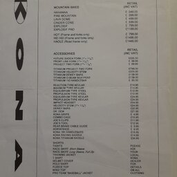 1992 Kona Price List