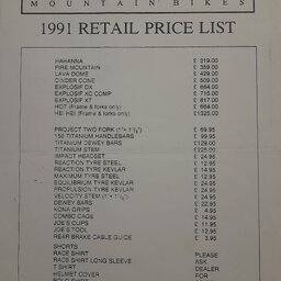 1991 Kona Price List
