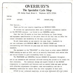 1985/6 Overbury's Pricelist & Documents