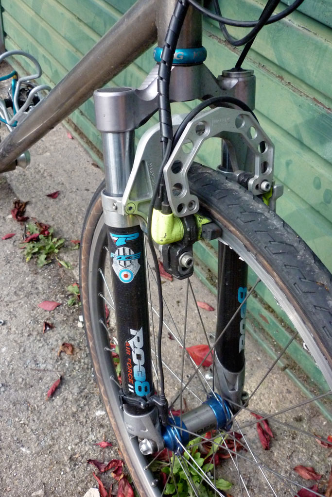 Close up of Pace RC38 Airforce II carbon air fork