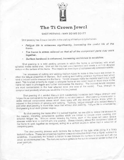 Independent Fabrication Ti Crown Jewel Information
